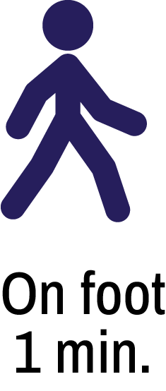 on foot 1min