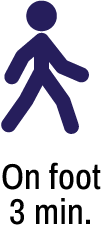 on foot 3min