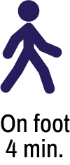 on foot 4min